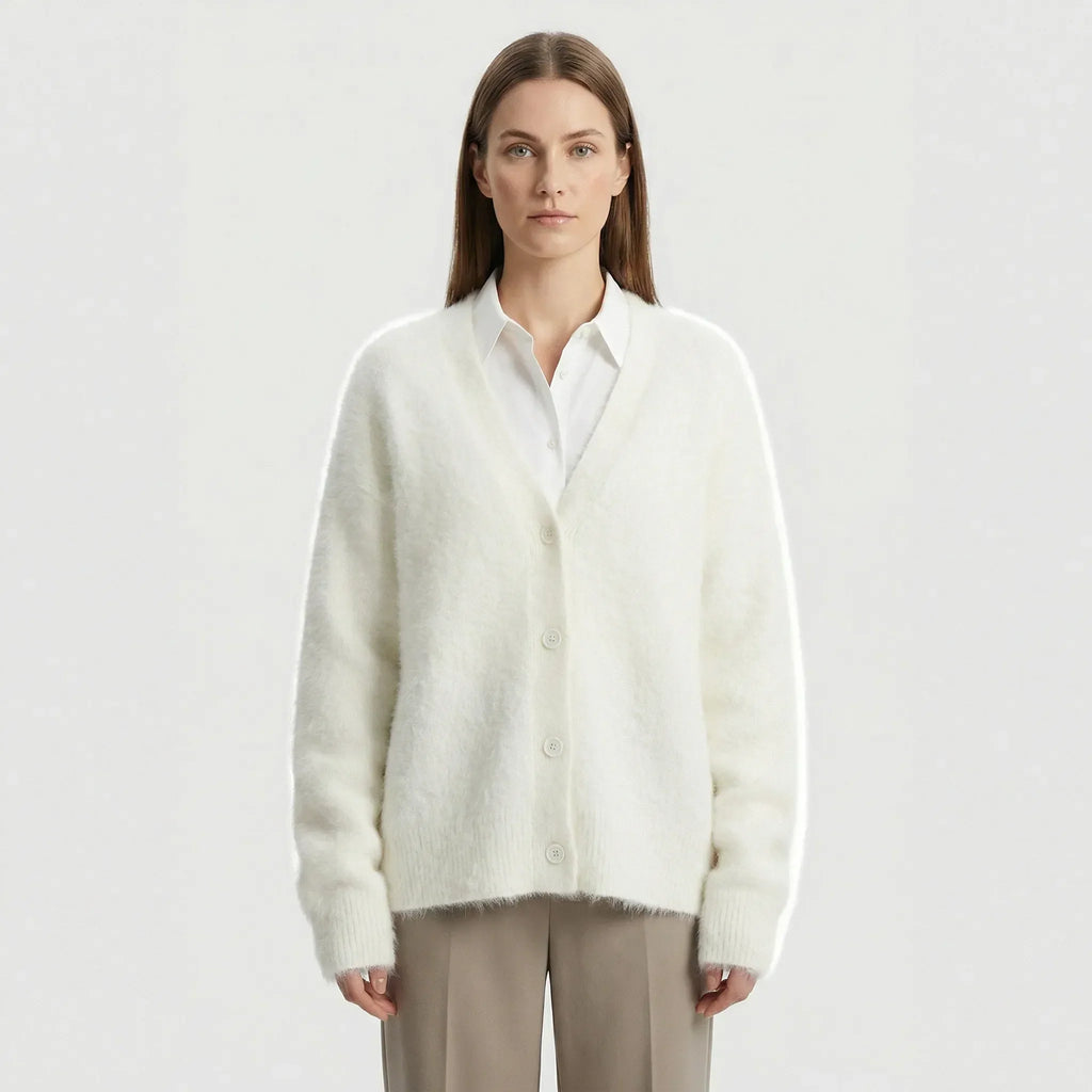 Women's Oversized Knit Cardigan with Button Front