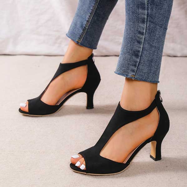 Women's Orthopedic Heeled Sandals with Open Toe Design