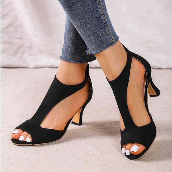 Women's Orthopedic Heeled Sandals with Open Toe Design