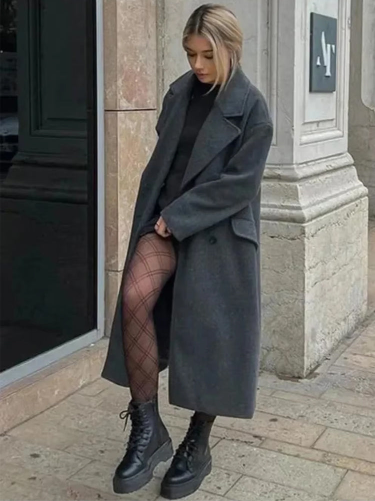 Women's Belted Trench Coat with Wide Lapels