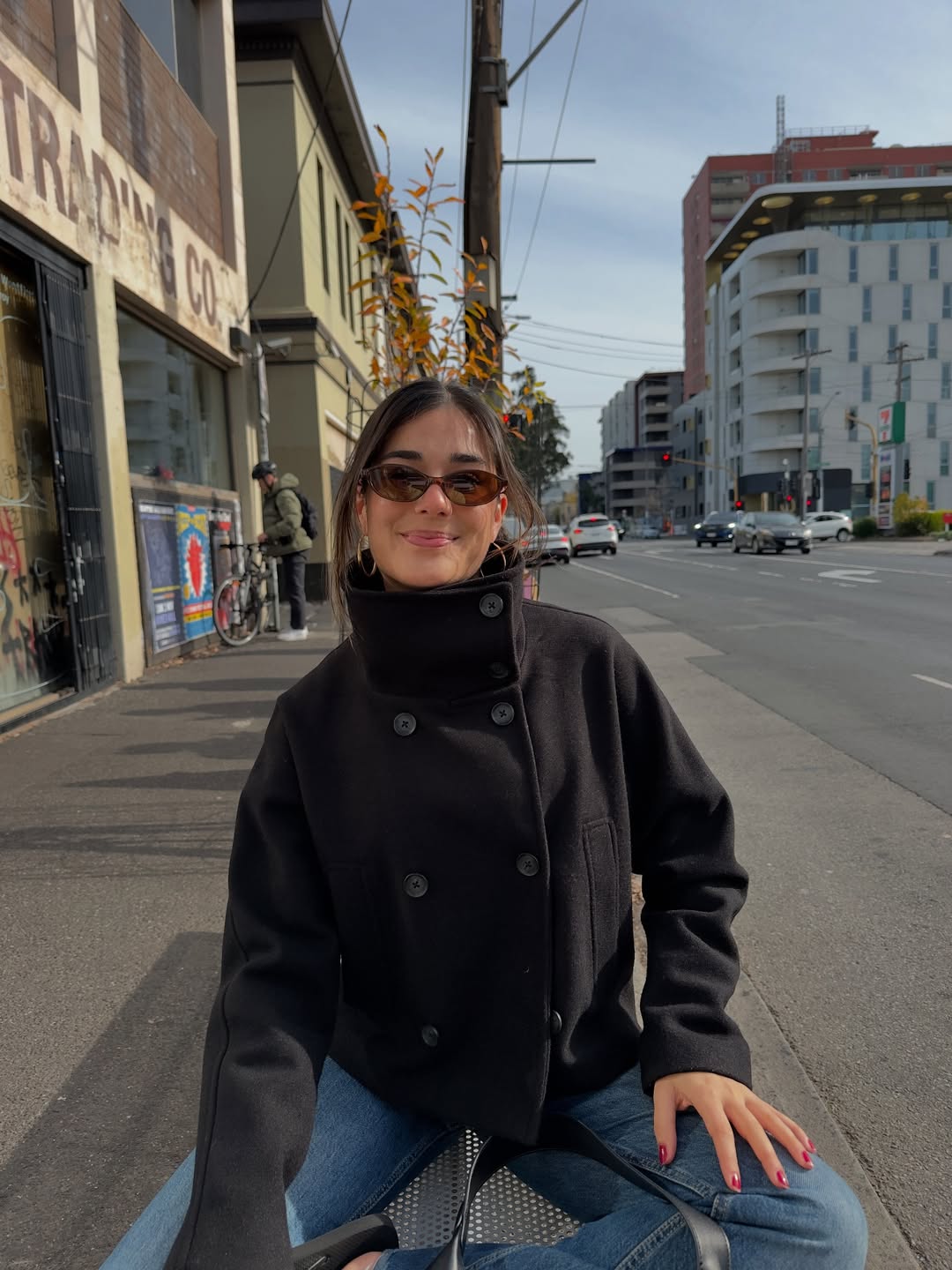 Women's Oversized Wool-Blend Jacket with Stand Collar