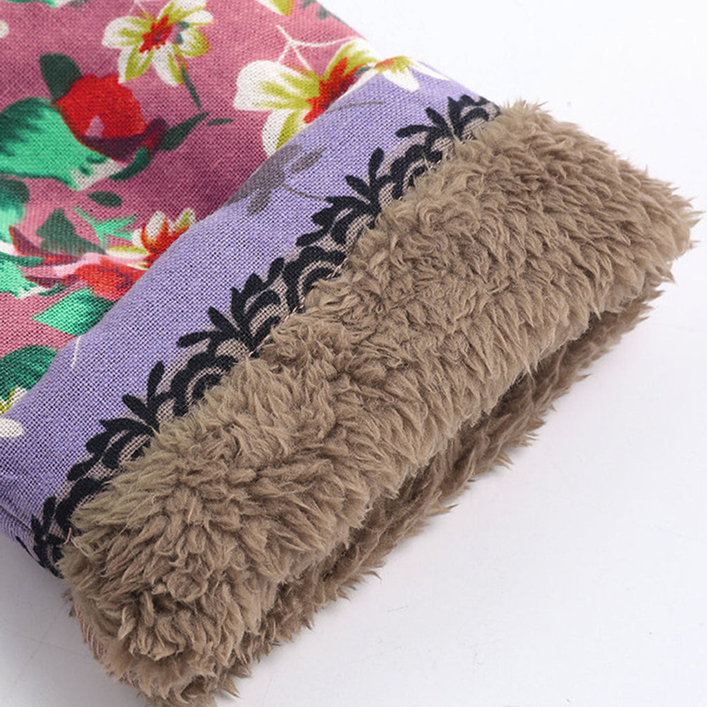 Women's Floral Hooded Teddy Coat Long Zip Front