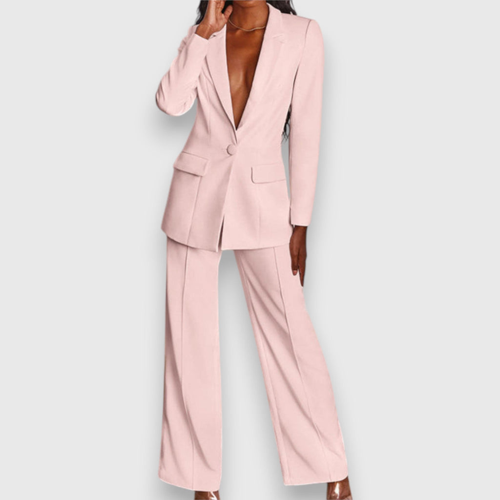 Women's Tailored Blazer and Wide-Leg Trouser Set