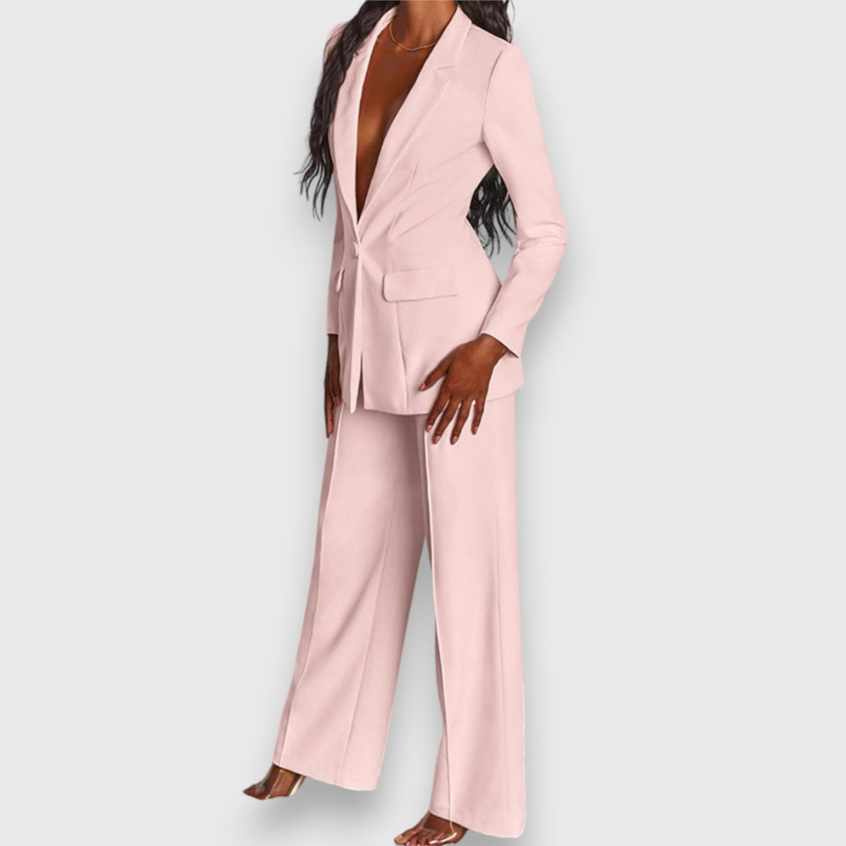 Women's Tailored Blazer and Wide-Leg Trouser Set