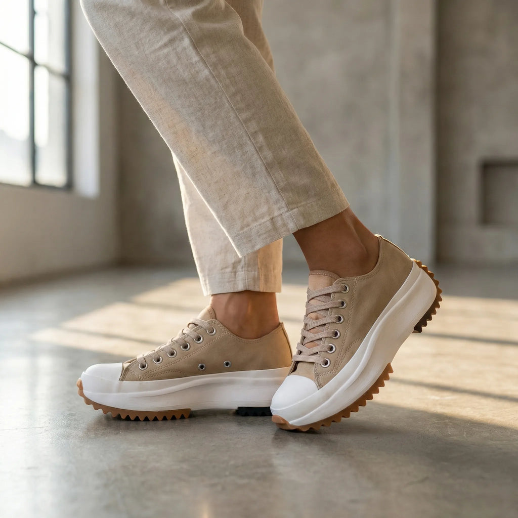 Women's Platform Lace-Up Sneakers with Zigzag Sole