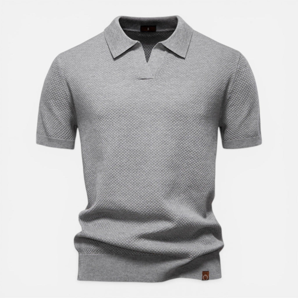 Montarello Men's Slim Fit Textured Knit Short-Sleeve Polo Shirt