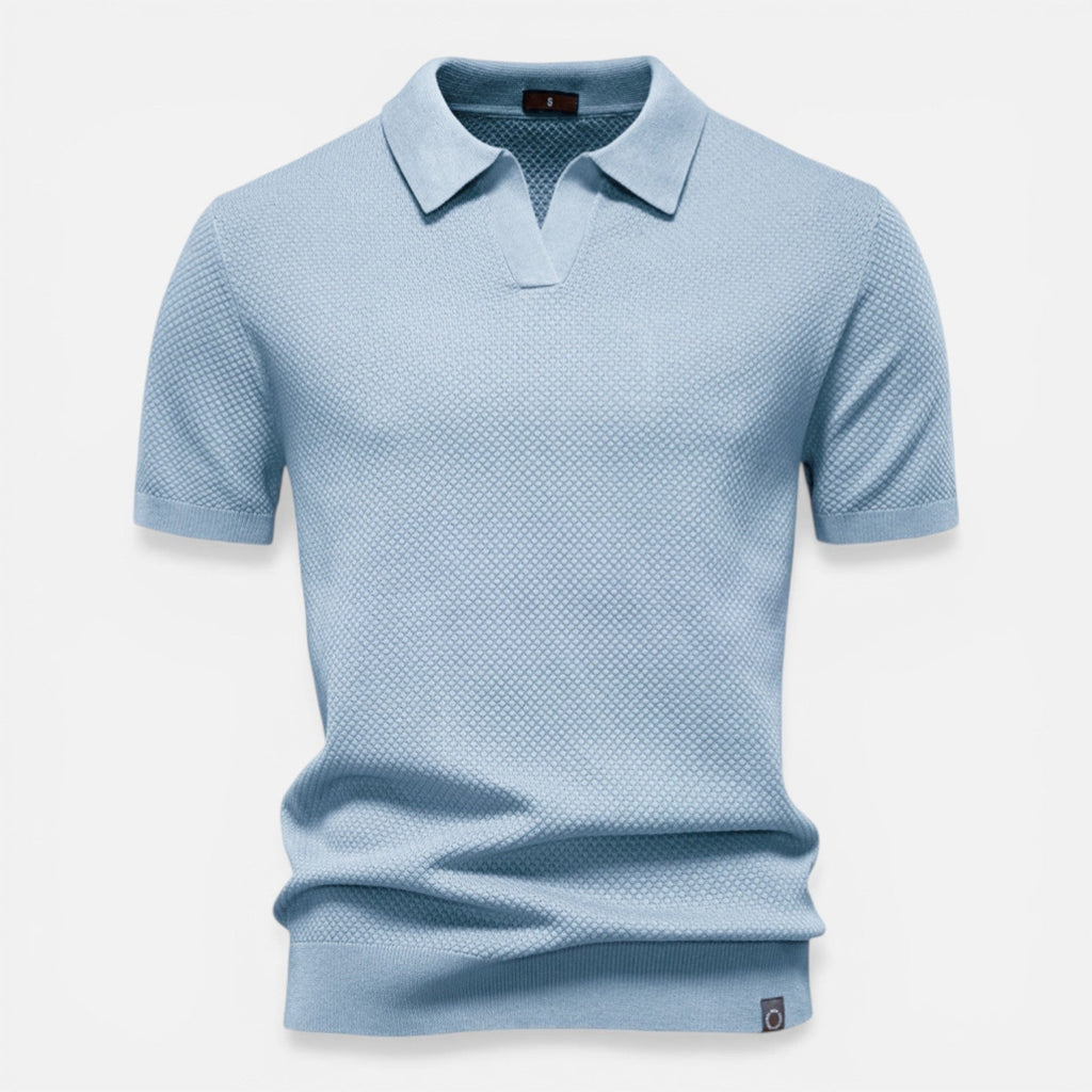Montarello Men's Slim Fit Textured Knit Short-Sleeve Polo Shirt