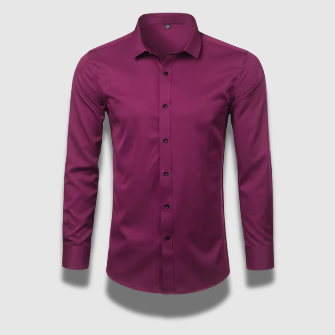 Men's Formal Long-Sleeve Button-Up Shirt, Fitted Collar