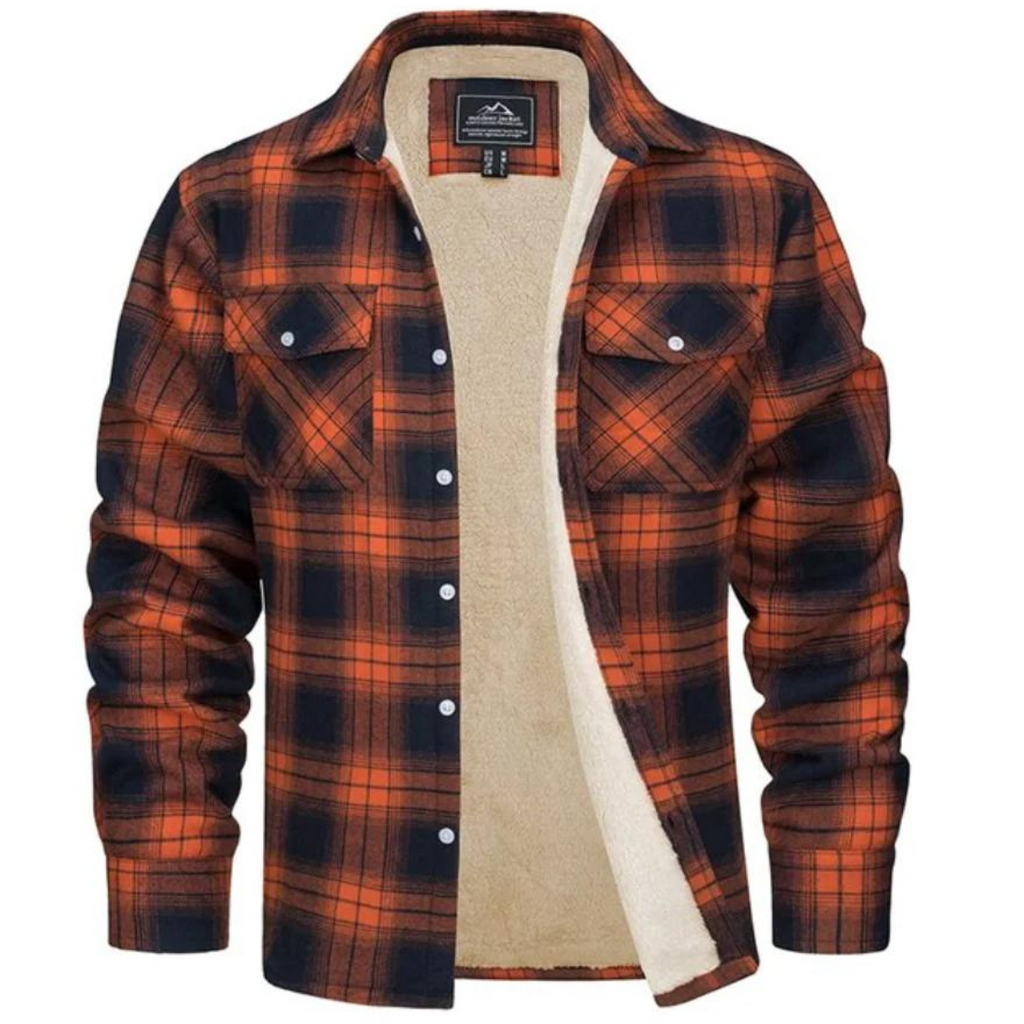 Men's Plaid Shirt Jacket, Sherpa Lined, Long Sleeves