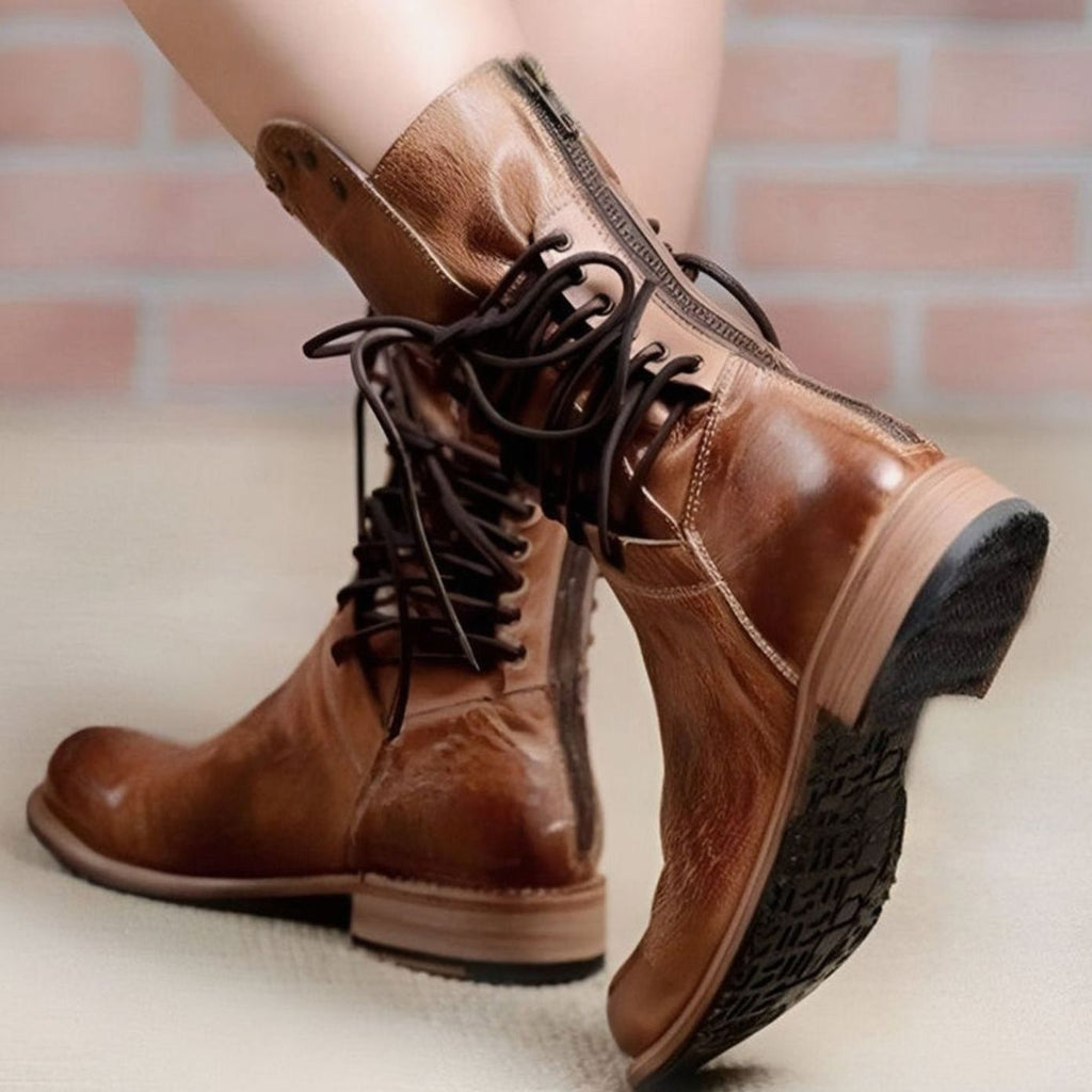 Women's Lace-Up Ankle Boots, Studded Trim, Low Heel