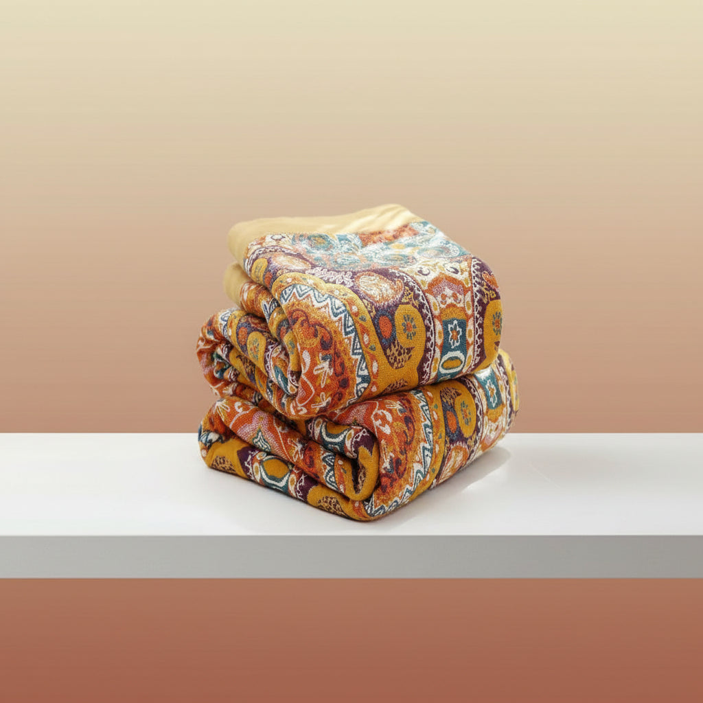 Reversible Boho Temperature-Control Blanket for All Seasons