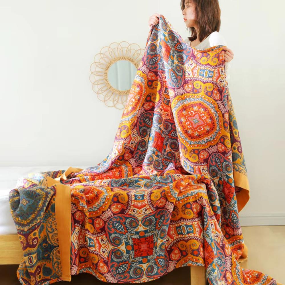 Reversible Boho Temperature-Control Blanket for All Seasons