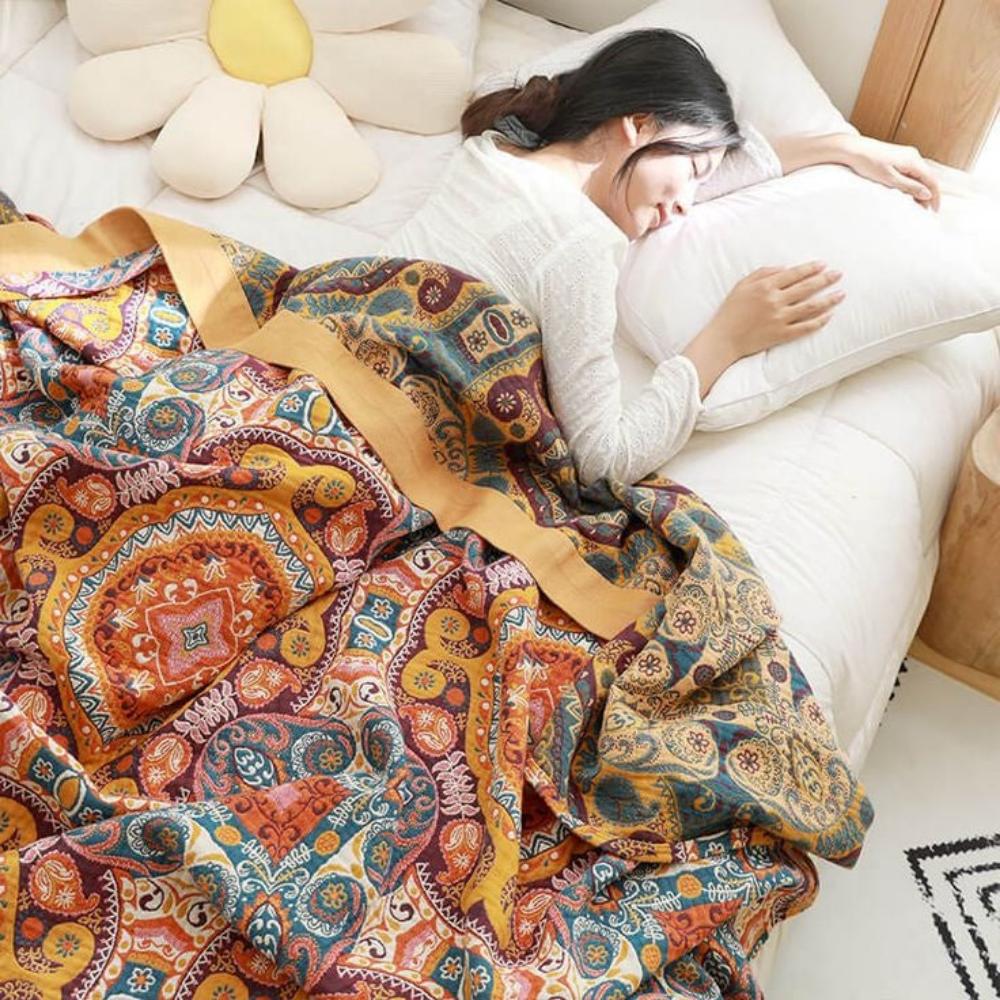 Reversible Cooling Boho Blanket for Comfortable Sleep