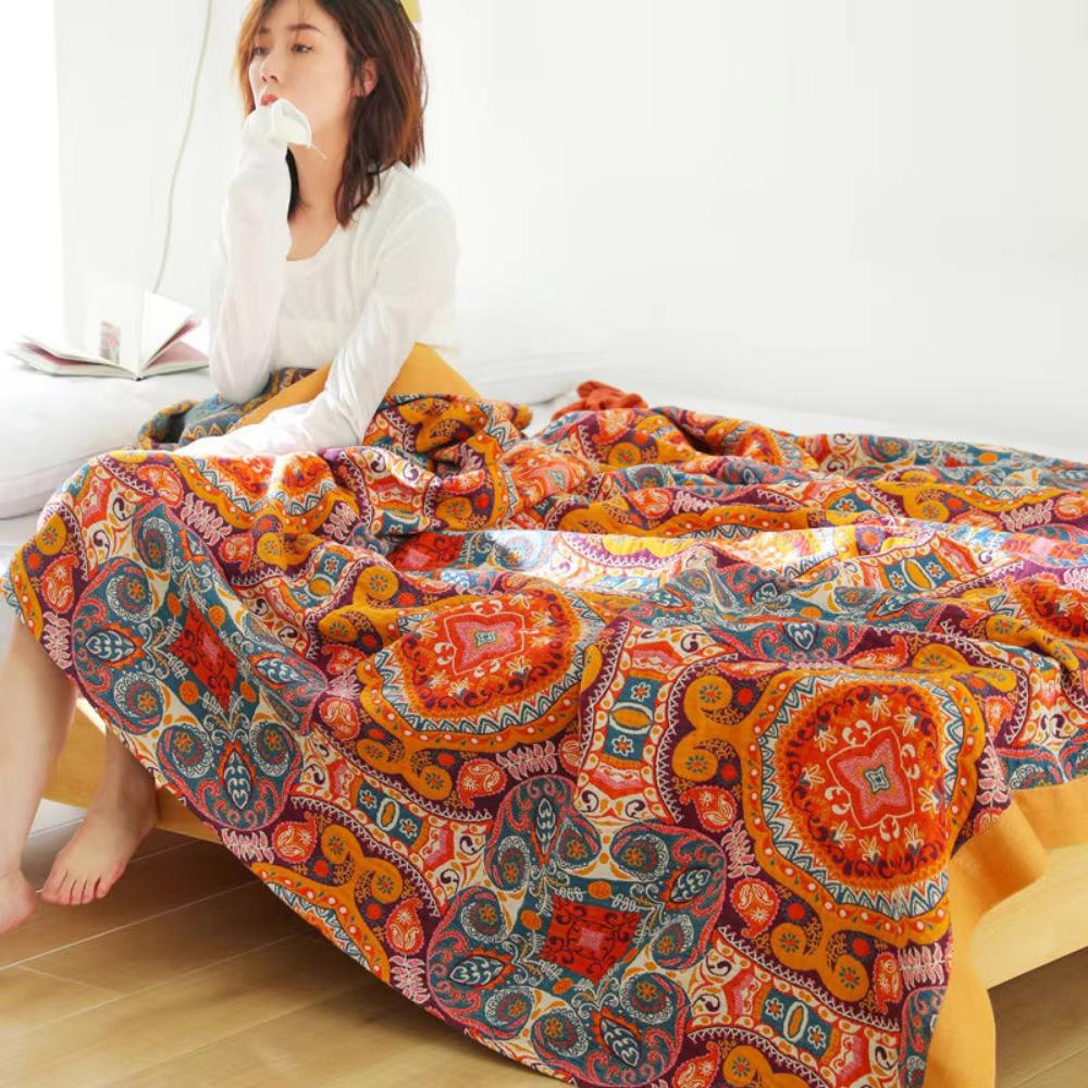 Reversible Cooling Boho Blanket for Comfortable Sleep