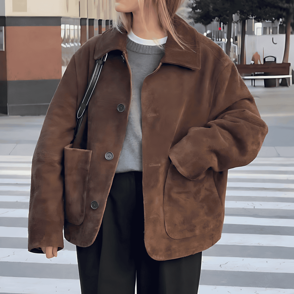 Women's Oversized Button-Front Teddy Jacket