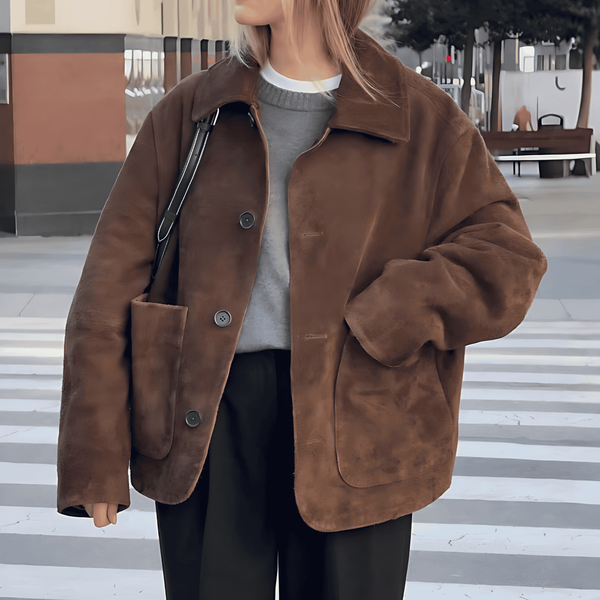 Women's Oversized Button-Front Teddy Jacket