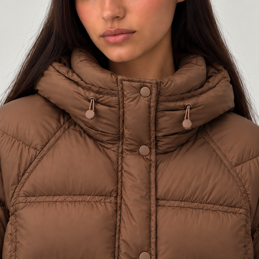 Montarello Women's Jacket Puffer Hooded High Neck Padded