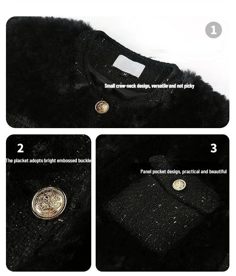 Women's Cropped Faux Fur Coat – Plush Collar Winter Jacket