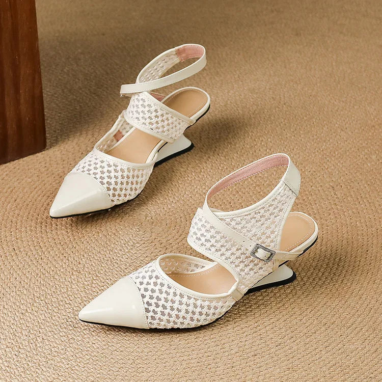 Velour Genuine Leather Slingbacks