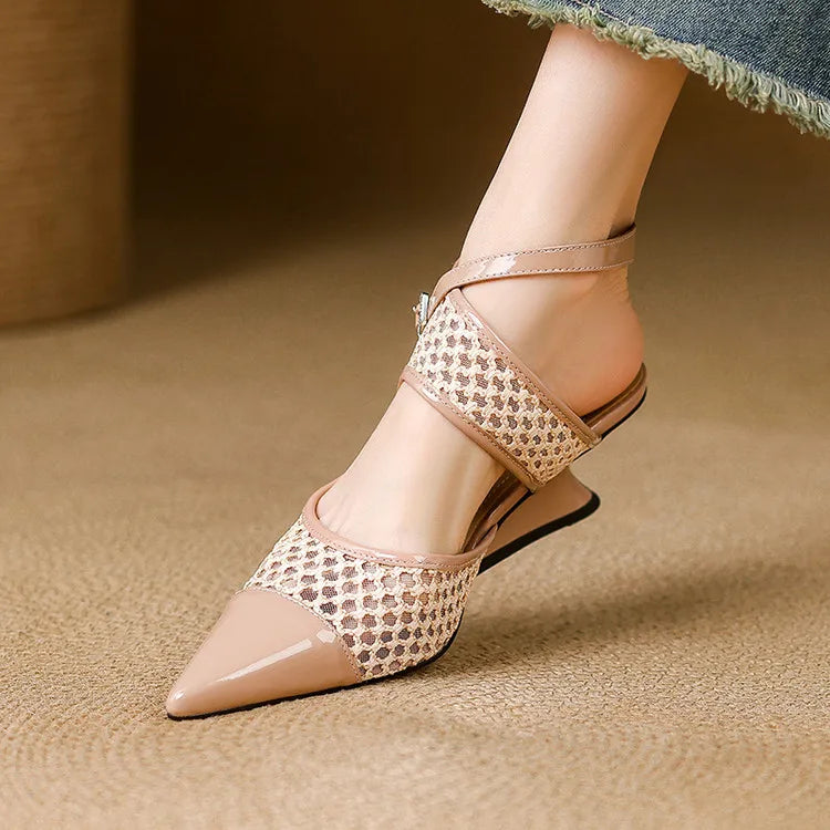 Velour Genuine Leather Slingbacks