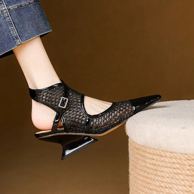 Velour Genuine Leather Slingbacks