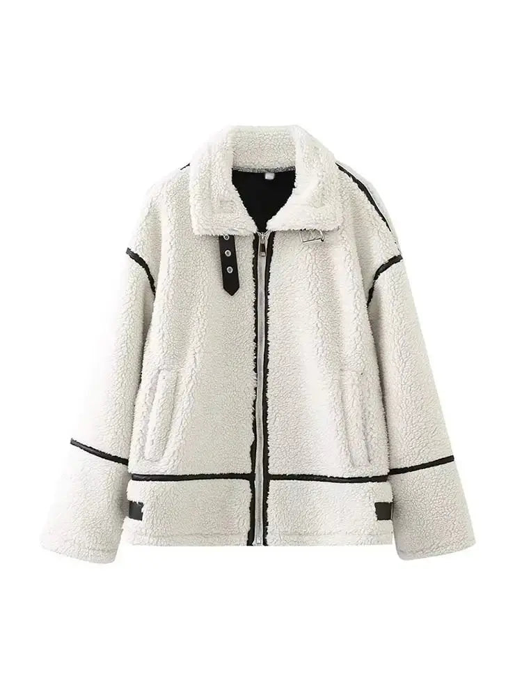 Women's Sherpa Zip-Front Jacket Oversized Fit