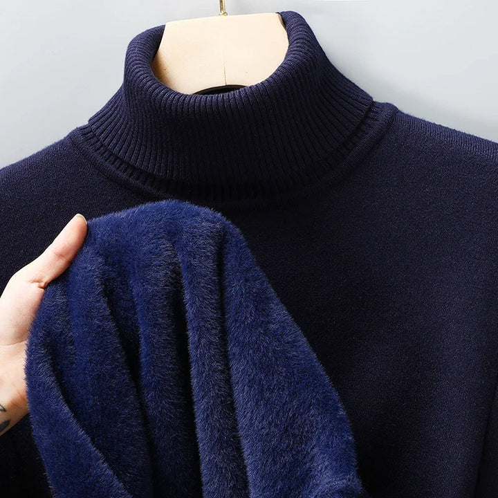 Men's Ribbed Turtleneck Sweater, Long Sleeves, Slim Fit
