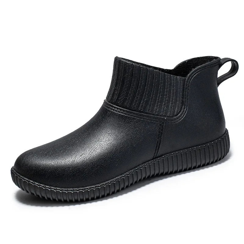 Women's Waterproof Rain Ankle Boots with Knit Cuff