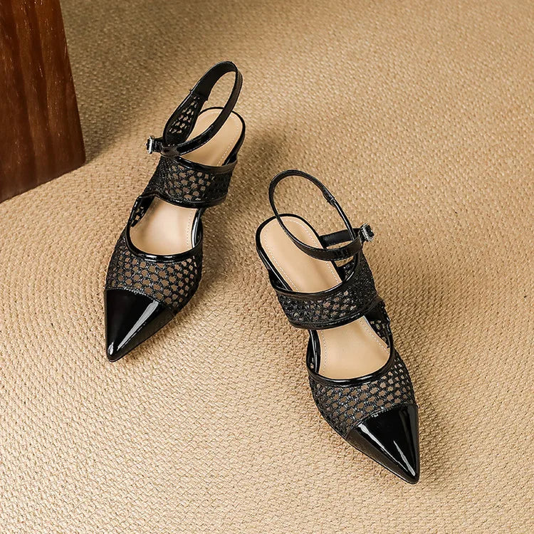 Velour Genuine Leather Slingbacks