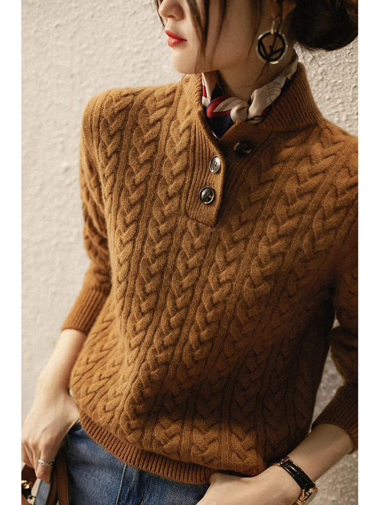 Arden Button-Up Cashmere Sweater