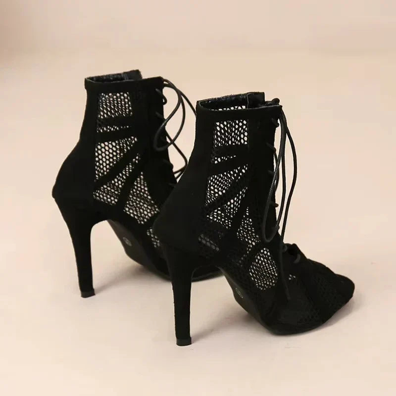 Women's Lace-Up Ankle Heels with Open Toe