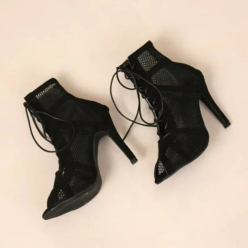 Women's Lace-Up Ankle Heels with Open Toe