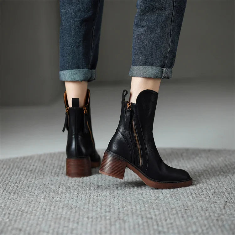 Women's Orthopedic Boots with Supportive Sole and Modern Block Heel