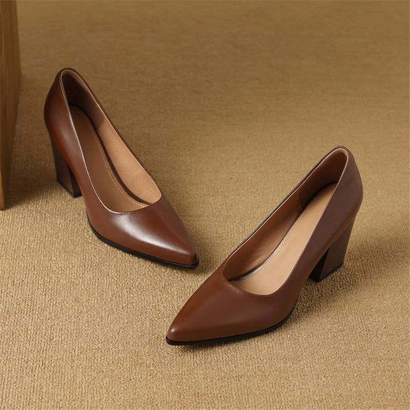 Nora Genuine Leather Heels