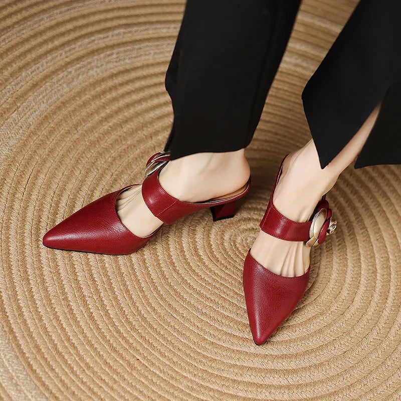 Garnet Genuine Leather Heels