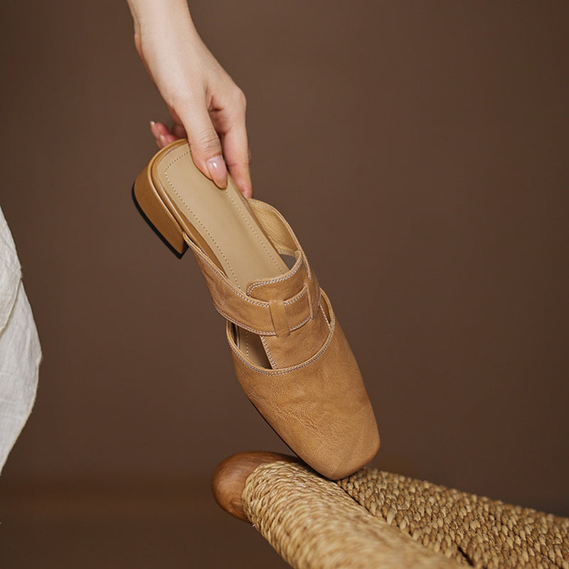 Ivora Genuine Leather Mules