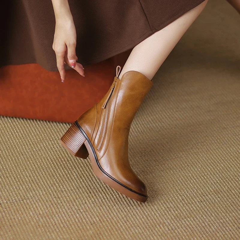 Women's Orthopedic Boots with Supportive Sole and Modern Block Heel