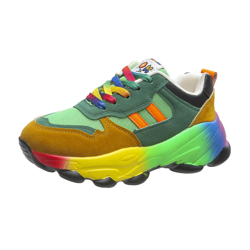 Women's Colorblock Platform Sneakers Rainbow Laces