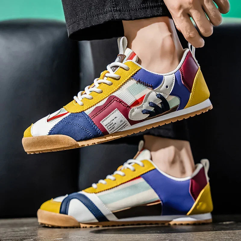 Gino | Men's Retro Sneakers with Color-Block Details