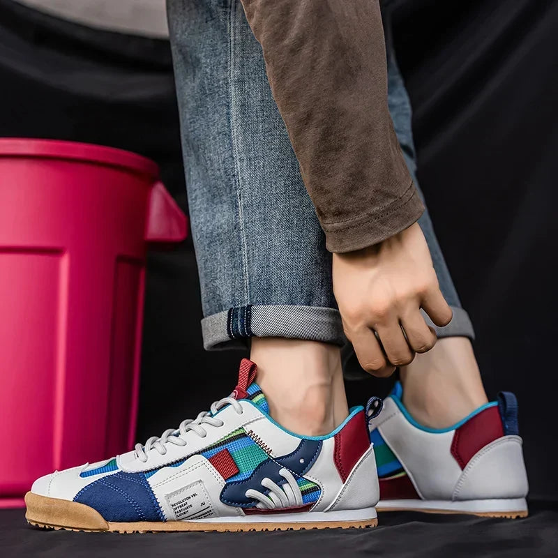 Gino | Men's Retro Sneakers with Color-Block Details