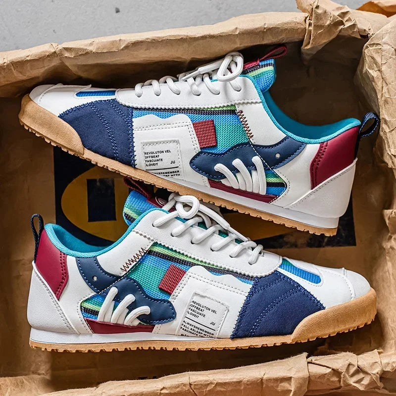 Gino | Men's Retro Sneakers with Color-Block Details