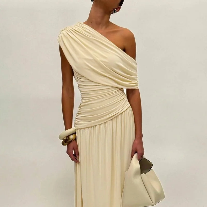 Eva's Boutique | Elegant Slant Maxi Dress