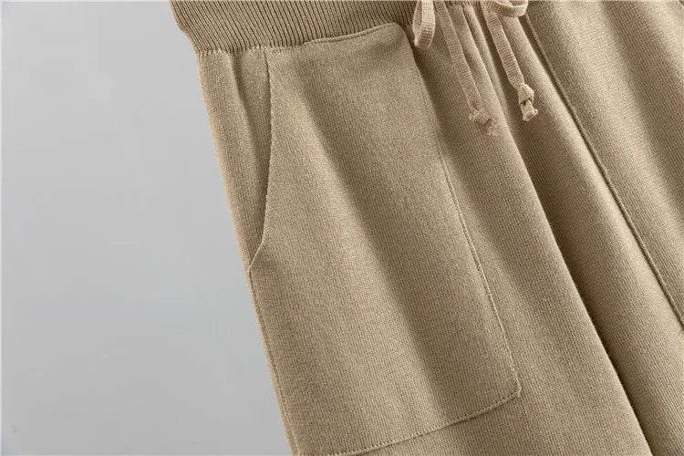Women's Ribbed Knit Two-Piece Set with Backless Top