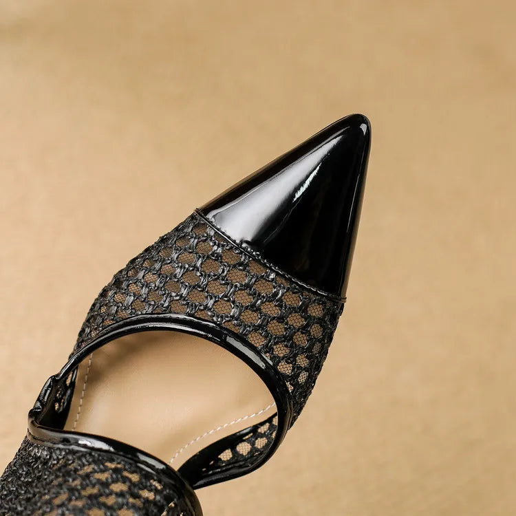 Velour Genuine Leather Slingbacks