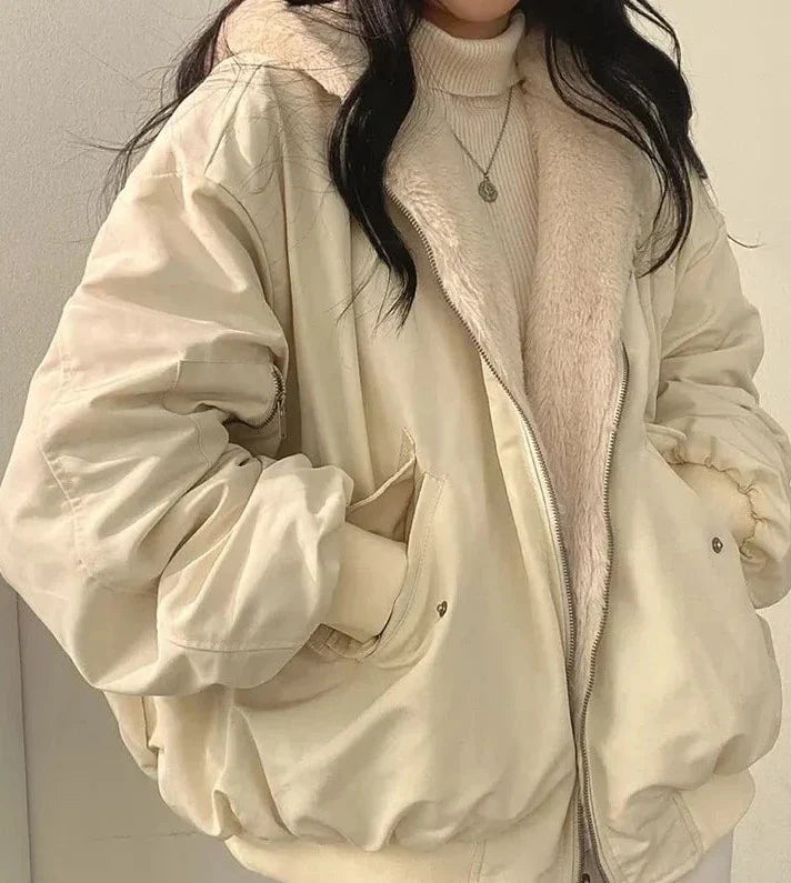 Women's Lined Winter Jacket, Zip Front, Long Sleeves, Bomber Fit