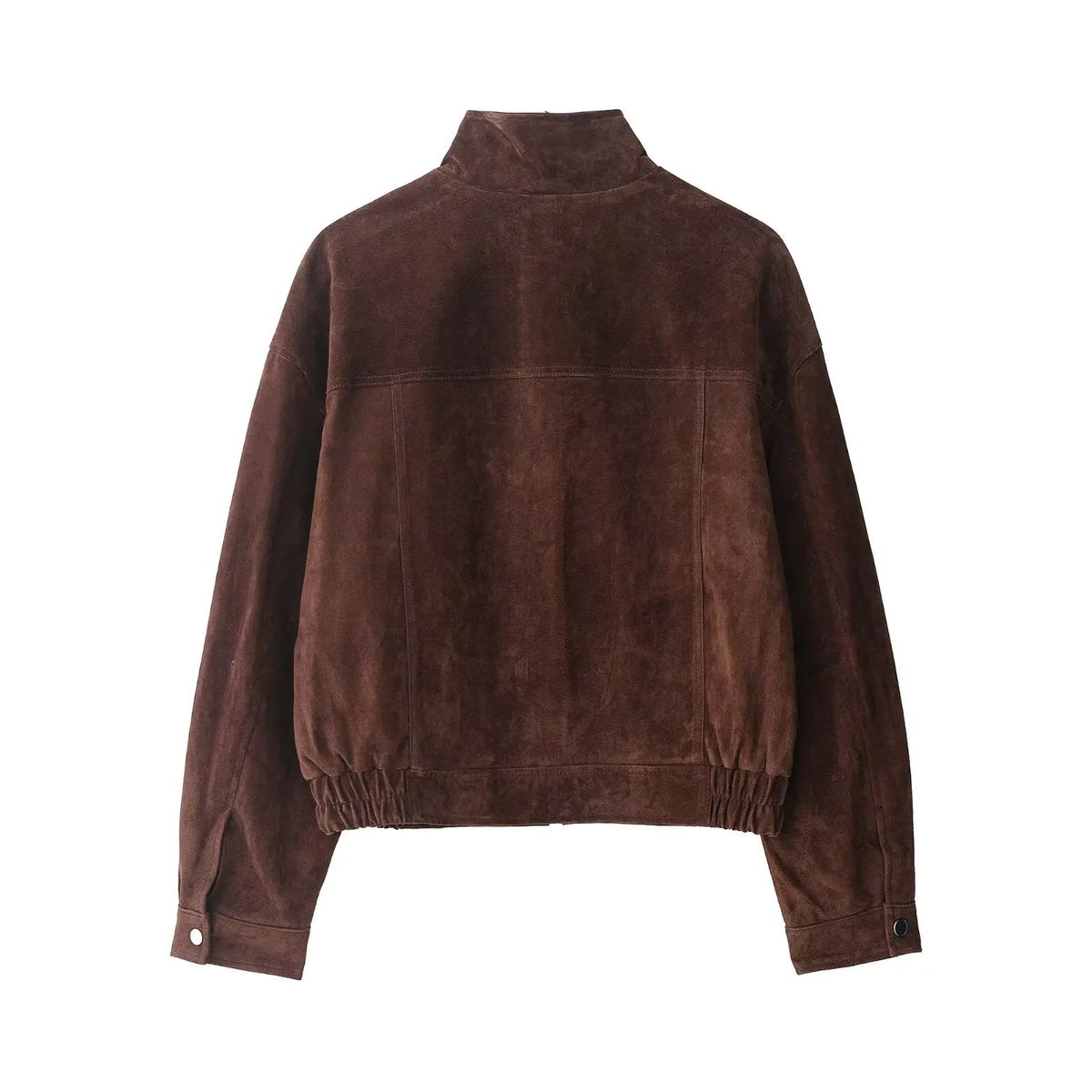 Montarello Women's Suede-Look Cropped Jacket with Snap Front