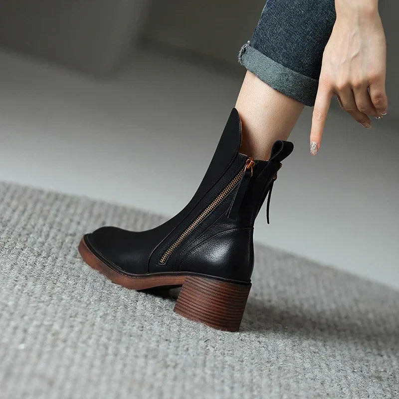 Women's Orthopedic Boots with Supportive Sole and Modern Block Heel