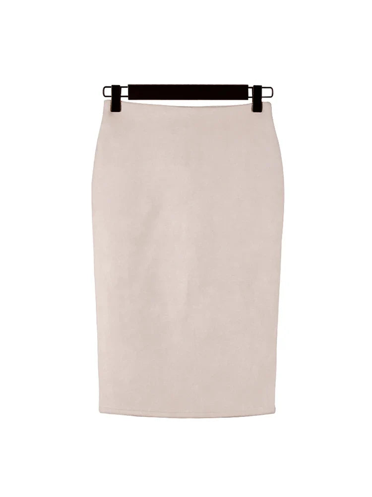 Montarello Women's Suede-Look High Waist Pencil Skirt