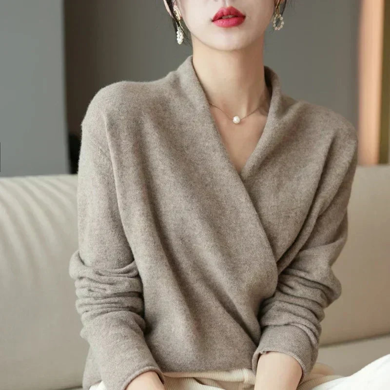 Mabel | Women’s Spring Wrap Neck Knit Top