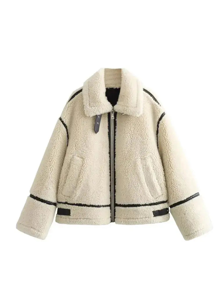 Women's Sherpa Zip-Front Jacket Oversized Fit